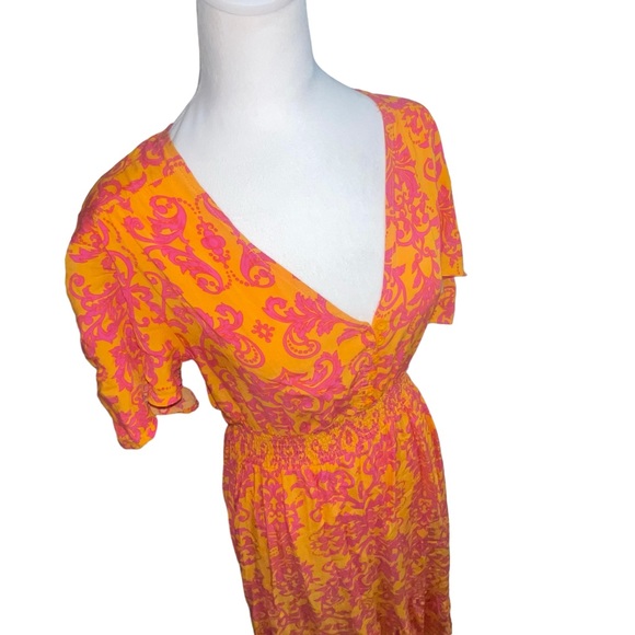 Tropical Sz Small. Lightweight high-low Dress. Elastic Waist. Vibrant Colors. - Picture 10 of 16